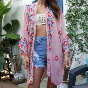 Boho Floral Embroidered Kimono